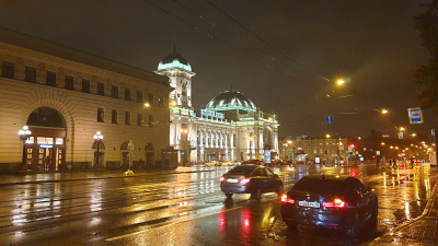 Освещение фасада Витебского вокзала г. Санкт-Петербург